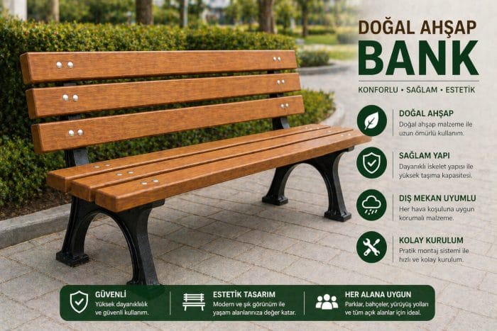Döküm Bank Takımı Ahşap Döküm Bahçe Bankı - Görsel 8