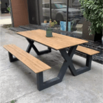 Piknik Masası Ahşap Bank Metal Bahçe Yemek Masası