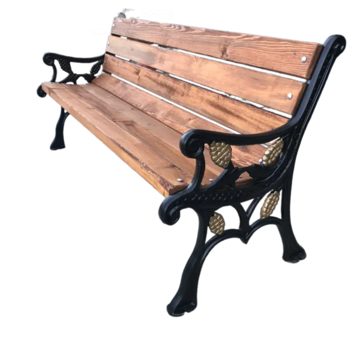 Desenli Döküm Bank Takımı Ahşap Döküm Bahçe Bankı - Görsel 3