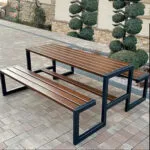 Metal Oturma Bankı Ahşaplı Park Bahçe Masa Takımı