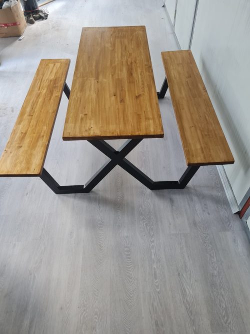 Piknik Masası Ahşap Bank Metal Bahçe Yemek Masası - Görsel 4