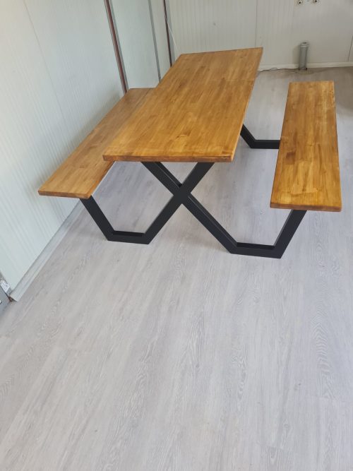 Piknik Masası Ahşap Bank Metal Bahçe Yemek Masası - Görsel 3