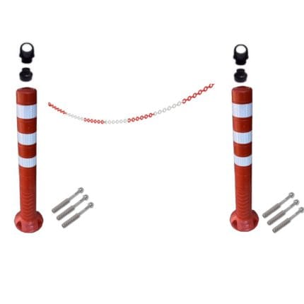 Otopark Koruyucu Seti 2 Adet 75 Cm Delinatör + 3 Metre 8 mm Zincir + 2 Delinatör Aparatı + 2 Zincir Tutucu