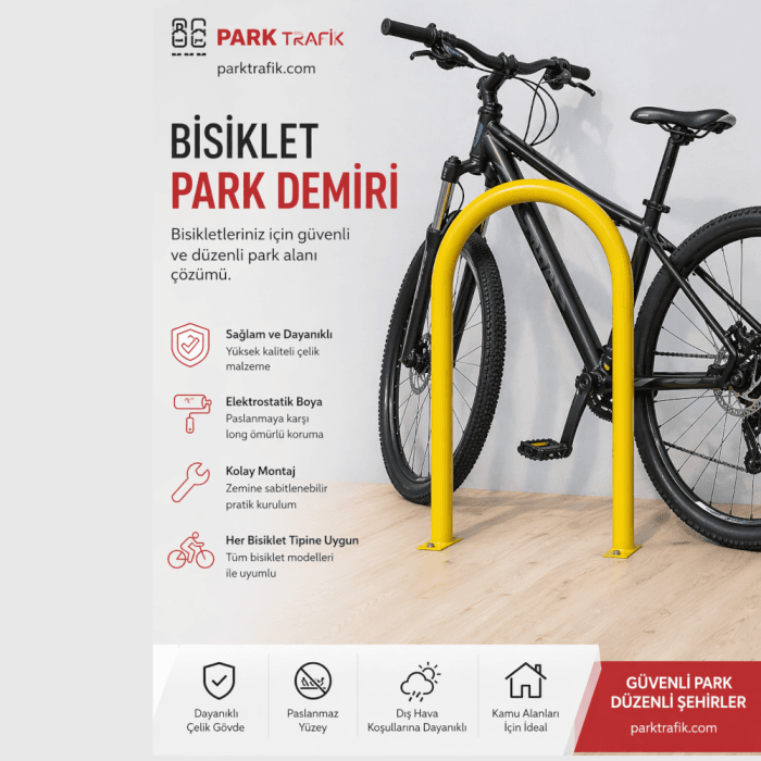 Bisiklet Park Demiri U Model – 90x55 cm Metal Park Yeri - Görsel 2